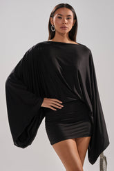 DIANA DRAPED MINI DRESS IN BLACK