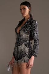 NOT YOUR BABE RHINESTONE BLAZER DRESS