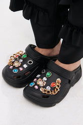 AZALEA WANG EVERETT BLACK MULTI STONE GOLD CHAIN FLAT