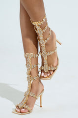 AZALEA WANG JONQUIL GOLD EMBELLISHED GLADIATOR SANDAL