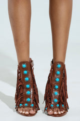 AZALEA WANG SUMAC BROWN WESTERN SANDAL