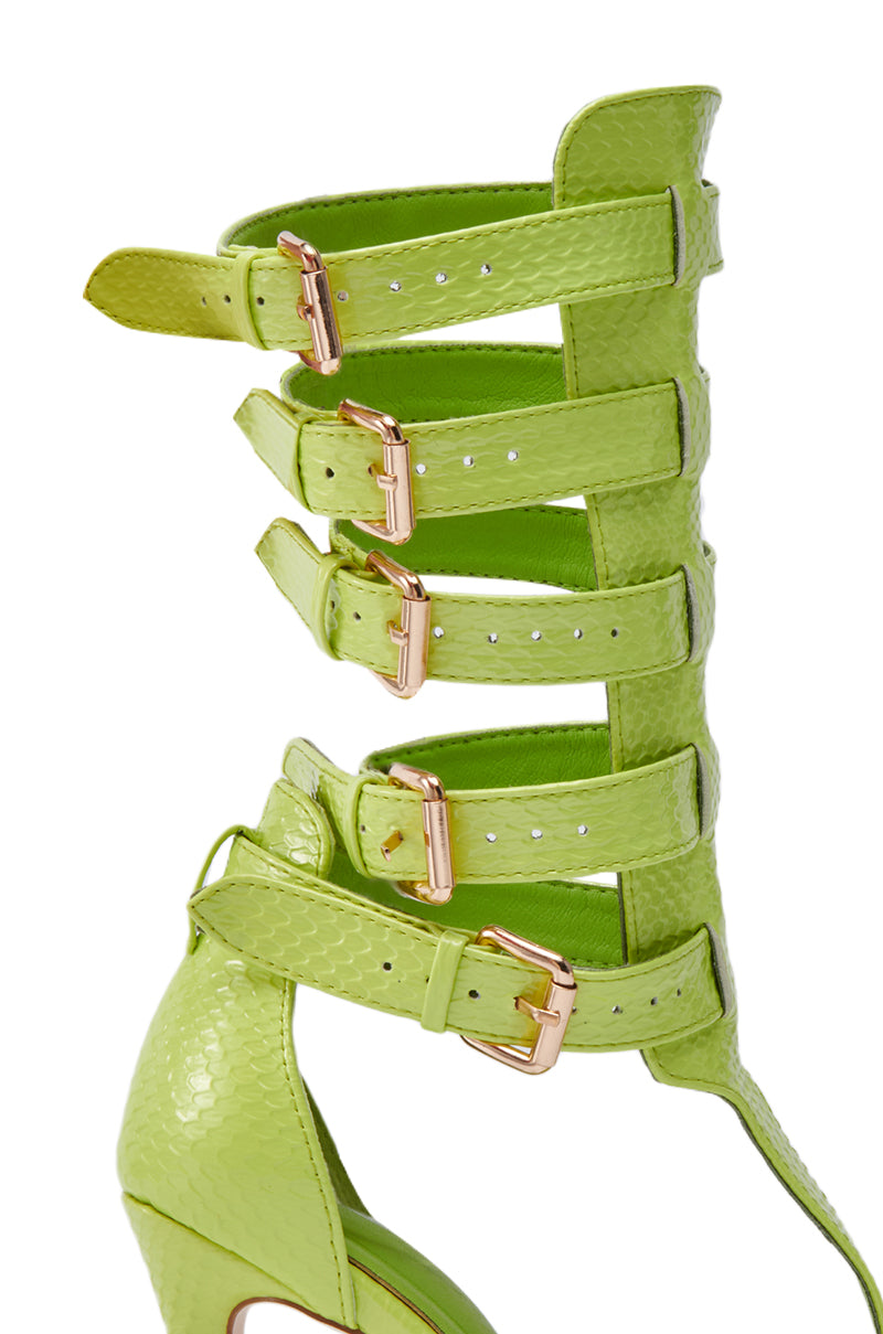 AZALEA WANG CHERELL LIME GLADIATOR SANDAL STILETTO