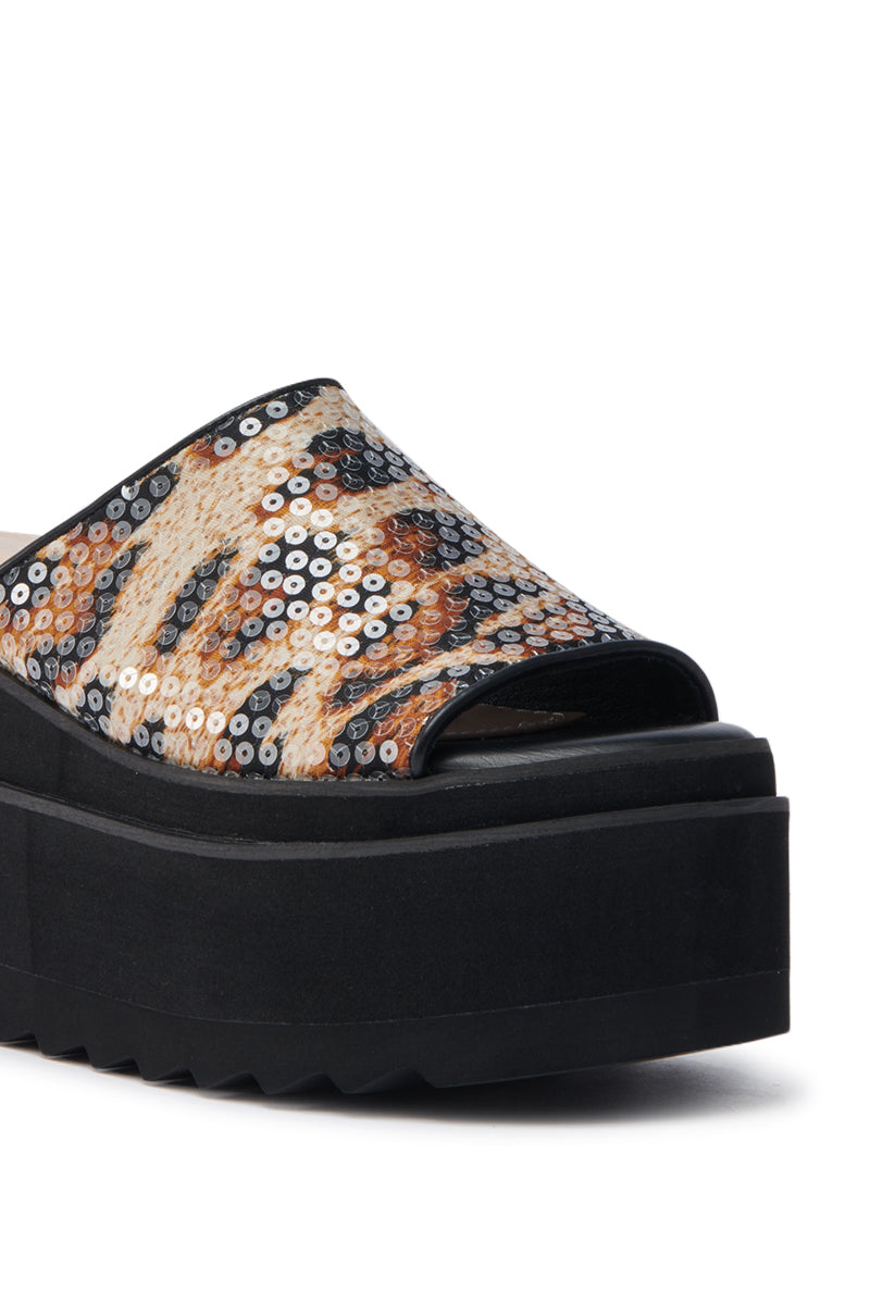 AZALEA WANG CORLISS LEOPARD FLATFORM SANDAL