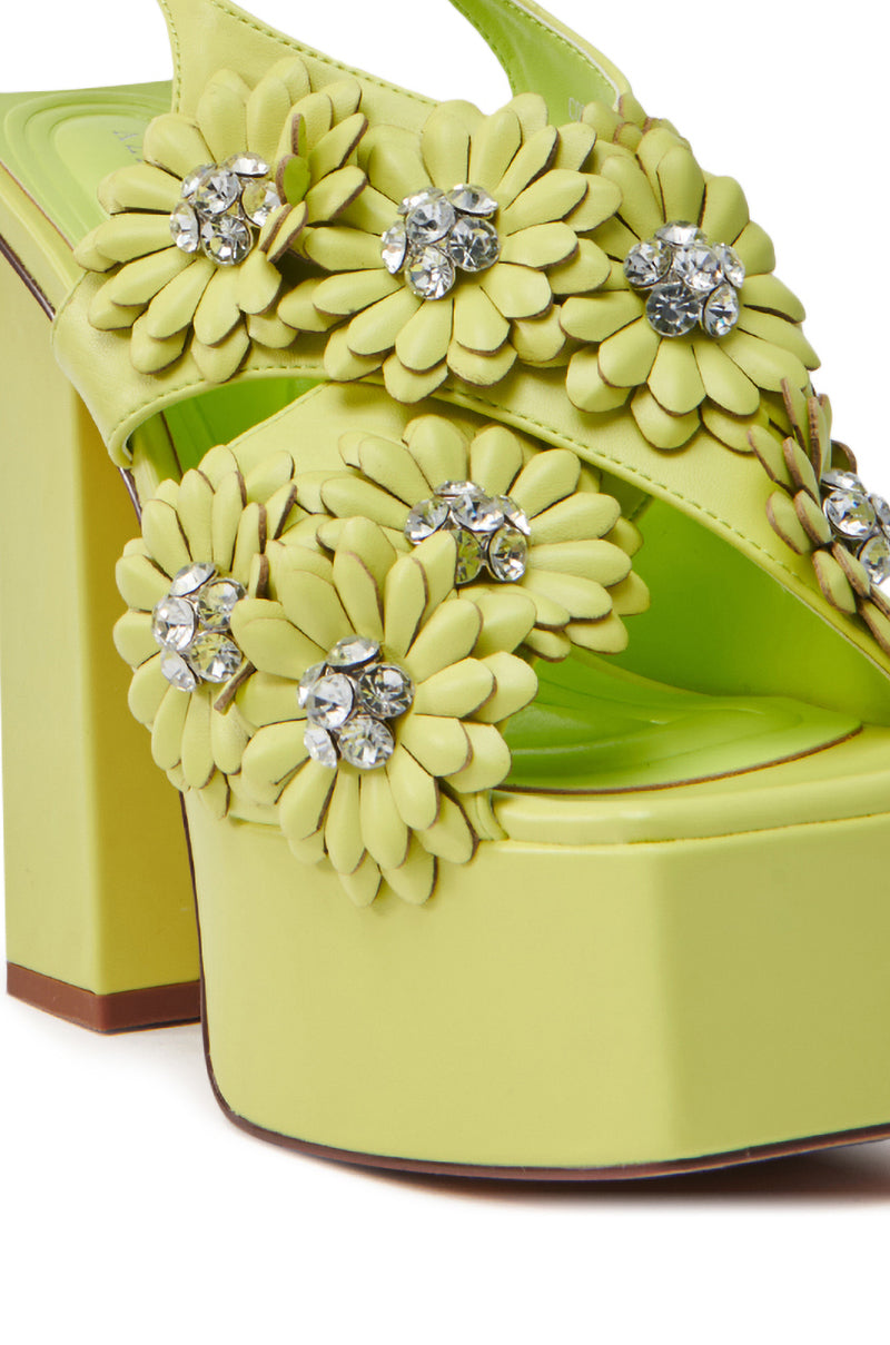 AZALEA WANG CORRA LIME FLORAL EMBELLISHED CHUNKY PLATFORM SANDAL
