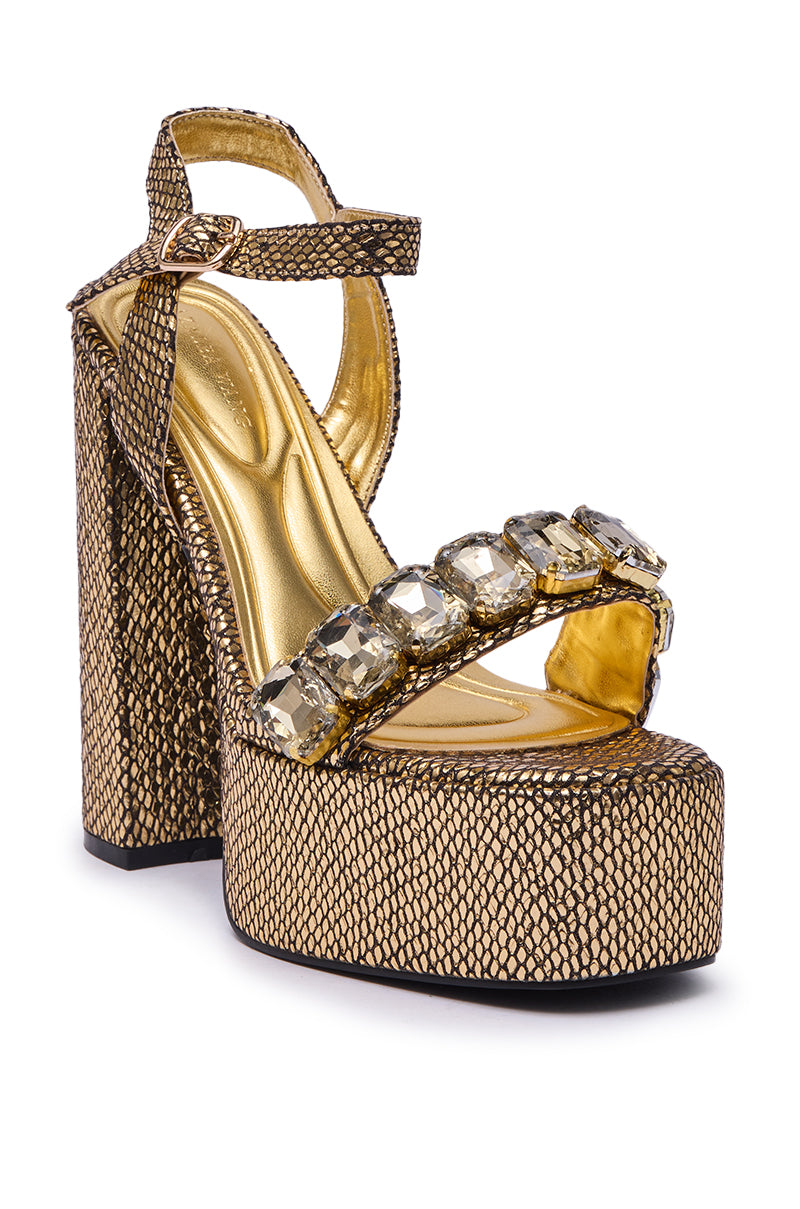 AZALEA WANG KAMILLA GOLD RHINESTONE SANDAL