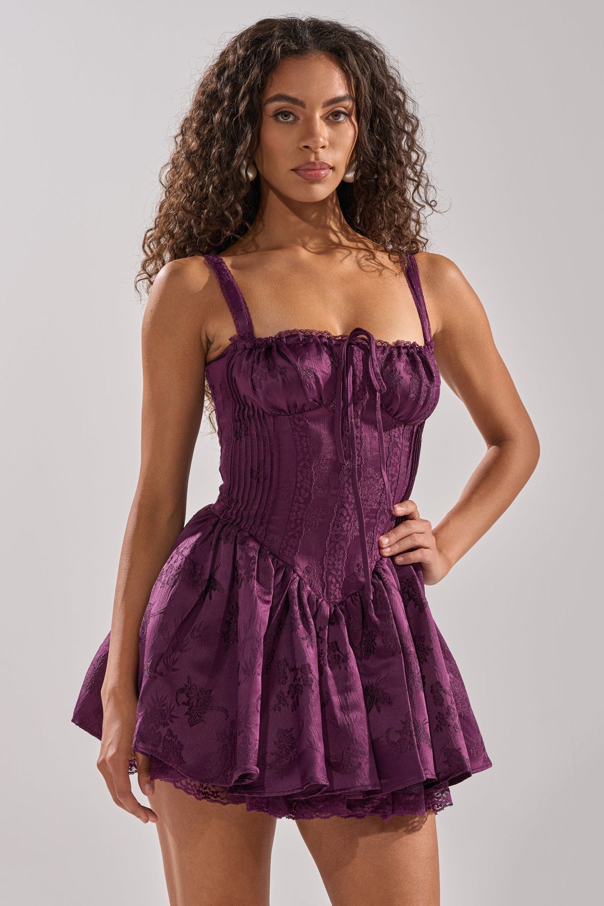 DANCE WITH ME MINI DRESS IN PLUM